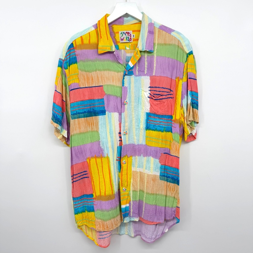 Vintage Jams World Shirt Mens Medium Copyright Resort Funky Groovy Artsy USA